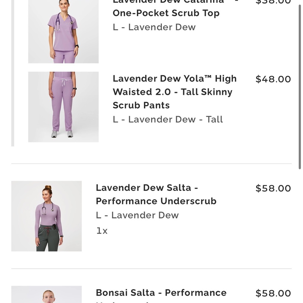 Figs Lavender Dew Scrub Set and under scrub